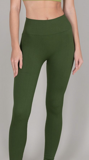 Ribbed Leggings- Chive